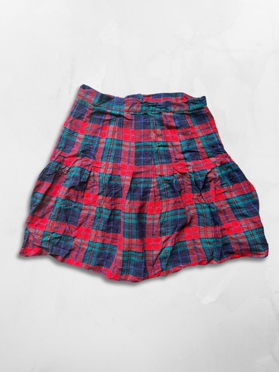 Marnie West Dresses & Skirts - Vintage Marnie West Plaid Mini Skirt - Red Tartan - Ruffle Hem, Size XS/S